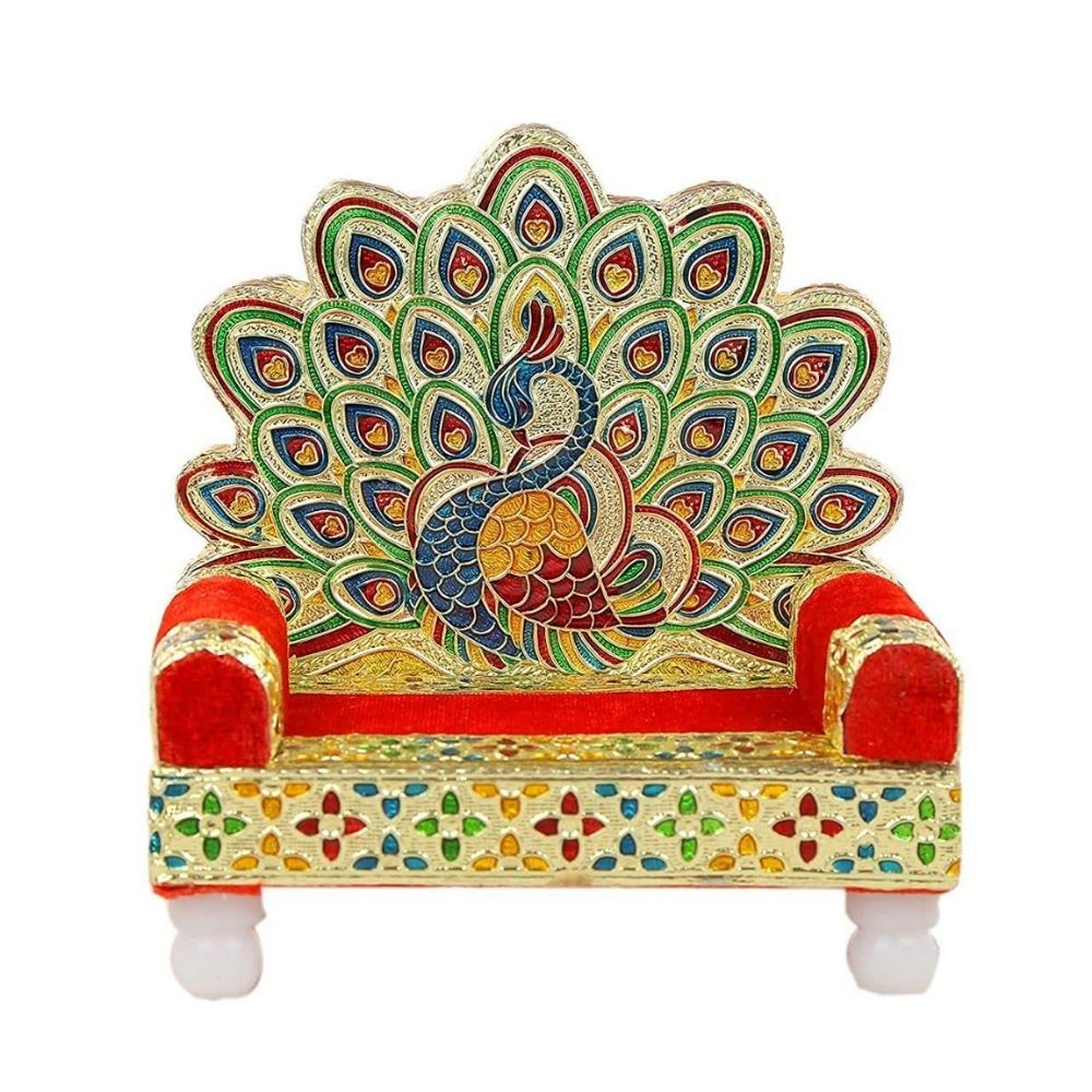 Laddu Gopal Handicraft Wooden Singhasan with Meenakari Design