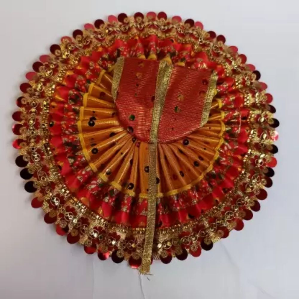Buy Shri Krishnamayi Handmade | Kanha Poshak | Thakur ji poshak | Kanha  Dress | Laddu Gopal Dress | Bal Gopal Poshak | Green and Yellow Bandhni  Dress with Pagdi Size 5 |