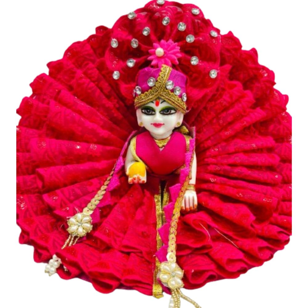 Laddu Gopal Poshak for Summer – Designer Pleated Net Poshak in 5 Elegant Shades (Size 2,4,5,6) - Image 2