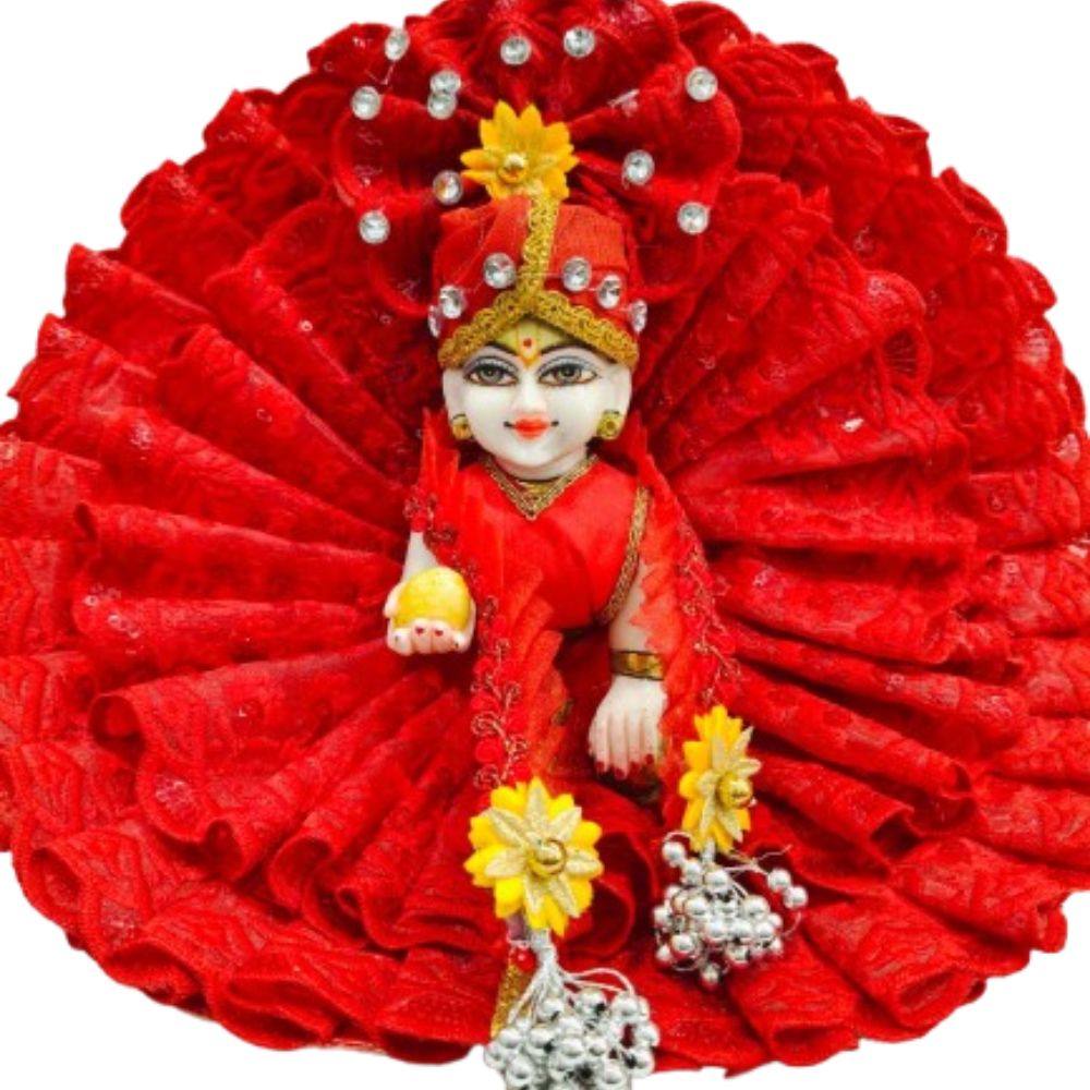 Laddu Gopal Poshak for Summer – Designer Pleated Net Poshak in 5 Elegant Shades (Size 2,4,5,6) - Image 5