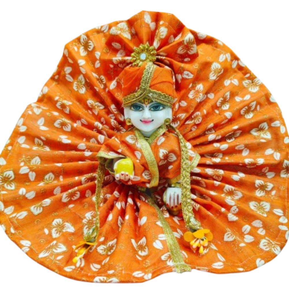 Laddu Gopal Summer Poshak with Pagdi - Kanha Ji Cotton Poshak in Floral Print 6 Colors (Size 2,4,5,6) - Image 2
