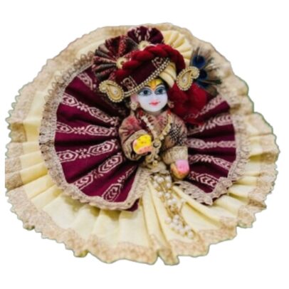 laddu-gopal-dress-Maroon-and-off-white
