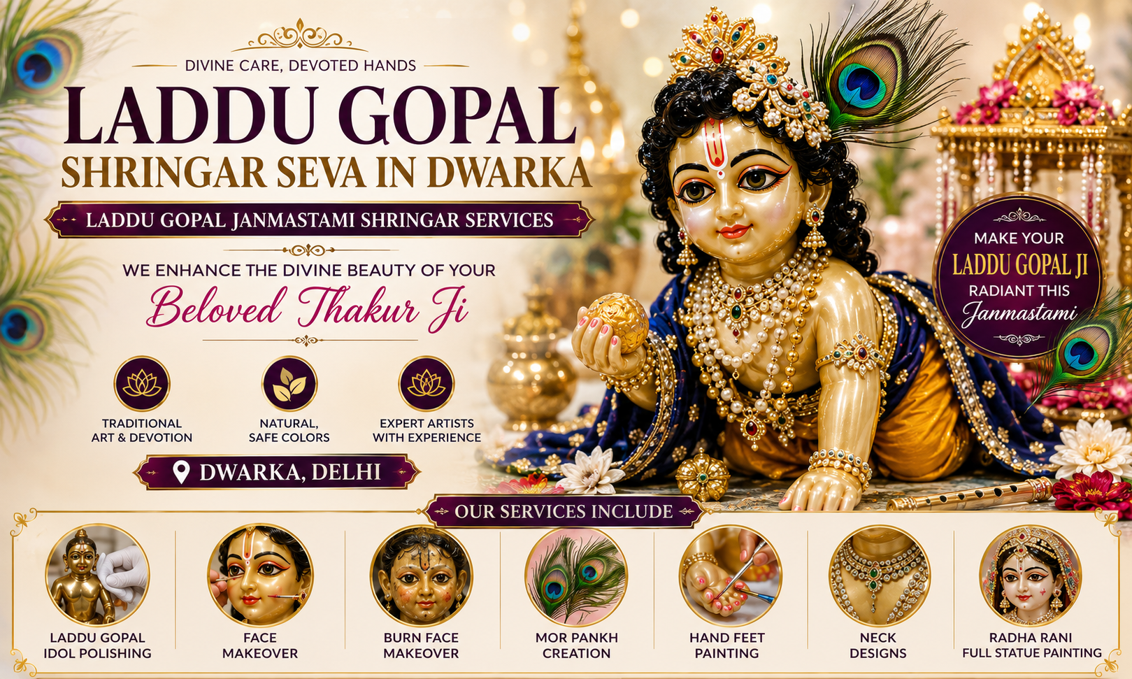 Laddu Gopal Shringar Seva in Dwarka