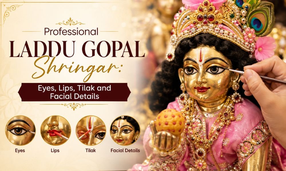 Professional Laddu Gopal Shringar: Eyes, Lips, Tilak and Facial Details